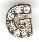 1 9mm Silver Slider with Rhinestones - Letter "G"